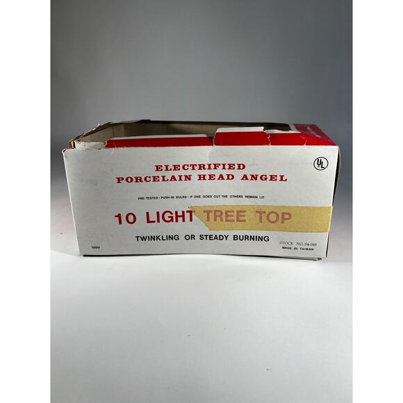 Vintage Lighted Angel Christmas Tree Topper Works Porcelain Face in Original Box - Picture 16 of 16